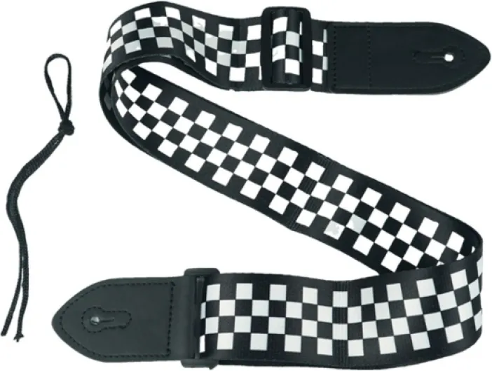1 Sangle de Guitare Sécurisée - Bande Nylon Réglable pour Guitares Acoustiques/Classiques/Électriques - Motif Damier Personnalisable pour Musicien (Adulte & Enfant)