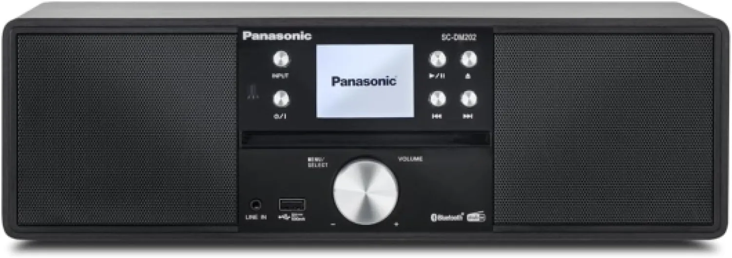 SC-DM202EG-K Microchaîne Hi-FI Compacte avec CD, Radio Dab+/FM, USB et Bluetooth, Haut-Parleurs 24W, Télécommande, Ecran LCD TFT 2,4", Réglages EQ, Noir.