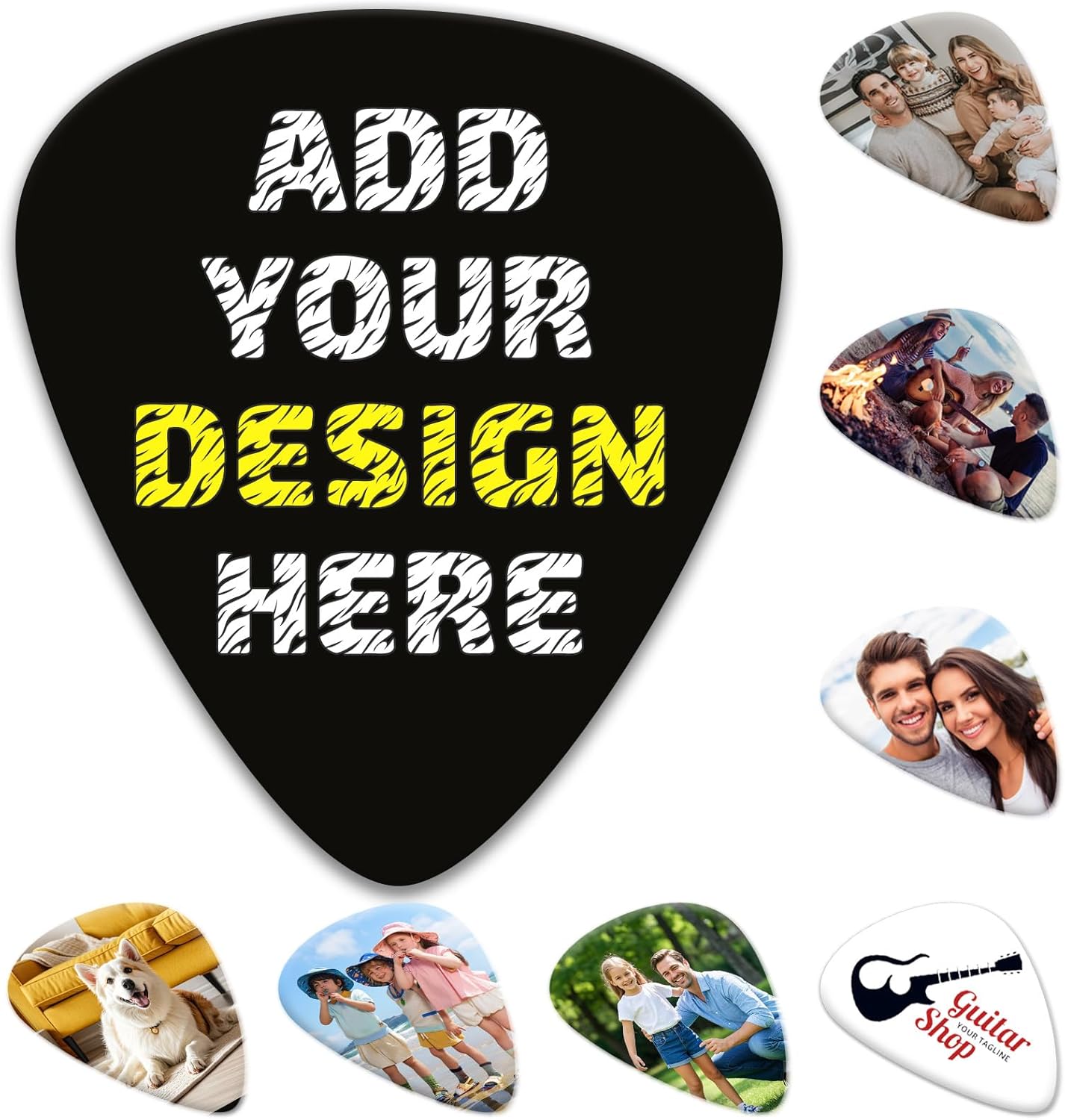 Lot de 6 médiators personnalisés, impression recto verso, créez votre propre médiator personnalisé pour guitare électrique, basse, ukulélé, accessoires, cadeaux pour hommes et femmes (0,71mm)