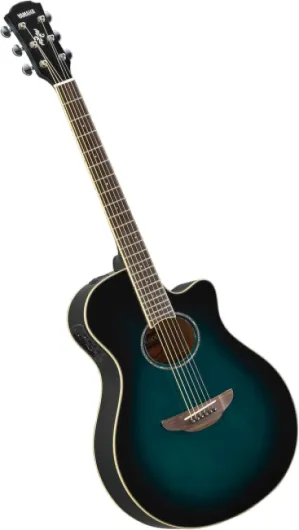 APX600 Guitare Électro-Acoustique – Caisse Compacte Thinline, Diapason 25”, Système65, EQ 3 Bandes, Accordeur Intégré, Rosace Ovale – Oriental Blue Burst Bleu/noir