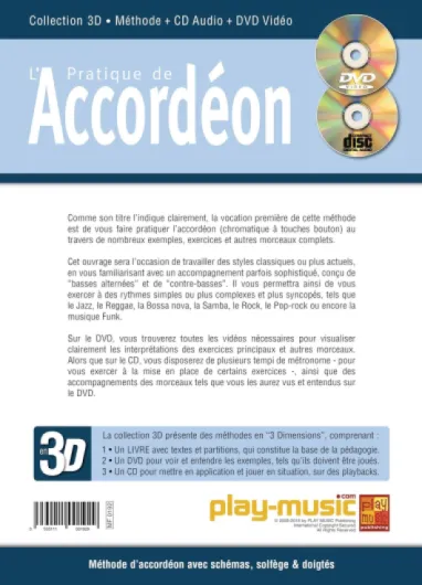 Pratique de l'accordéon en 3D (1 Livre + 1 CD + 1 DVD)