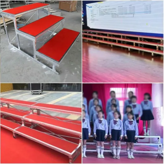 Plateforme chorale à étages avec surface antidérapante pour spectacles musicaux et événements 128x90x60cm (50.4x35.4x23.6 in)