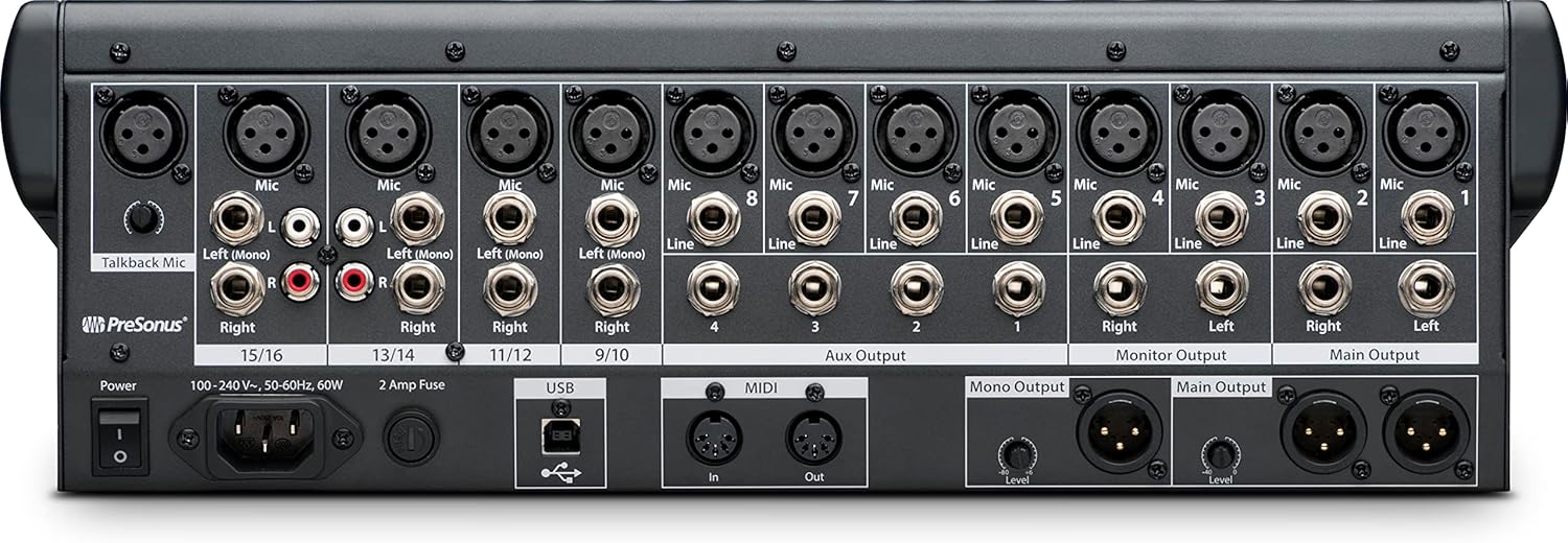 StudioLive 16.0.2 USB, Mixeur Numérique pour Performance et Enregistrement, Capacités de Mixage Audio de Qualité Professionnelle, Compatible avec Mac et PC Gray