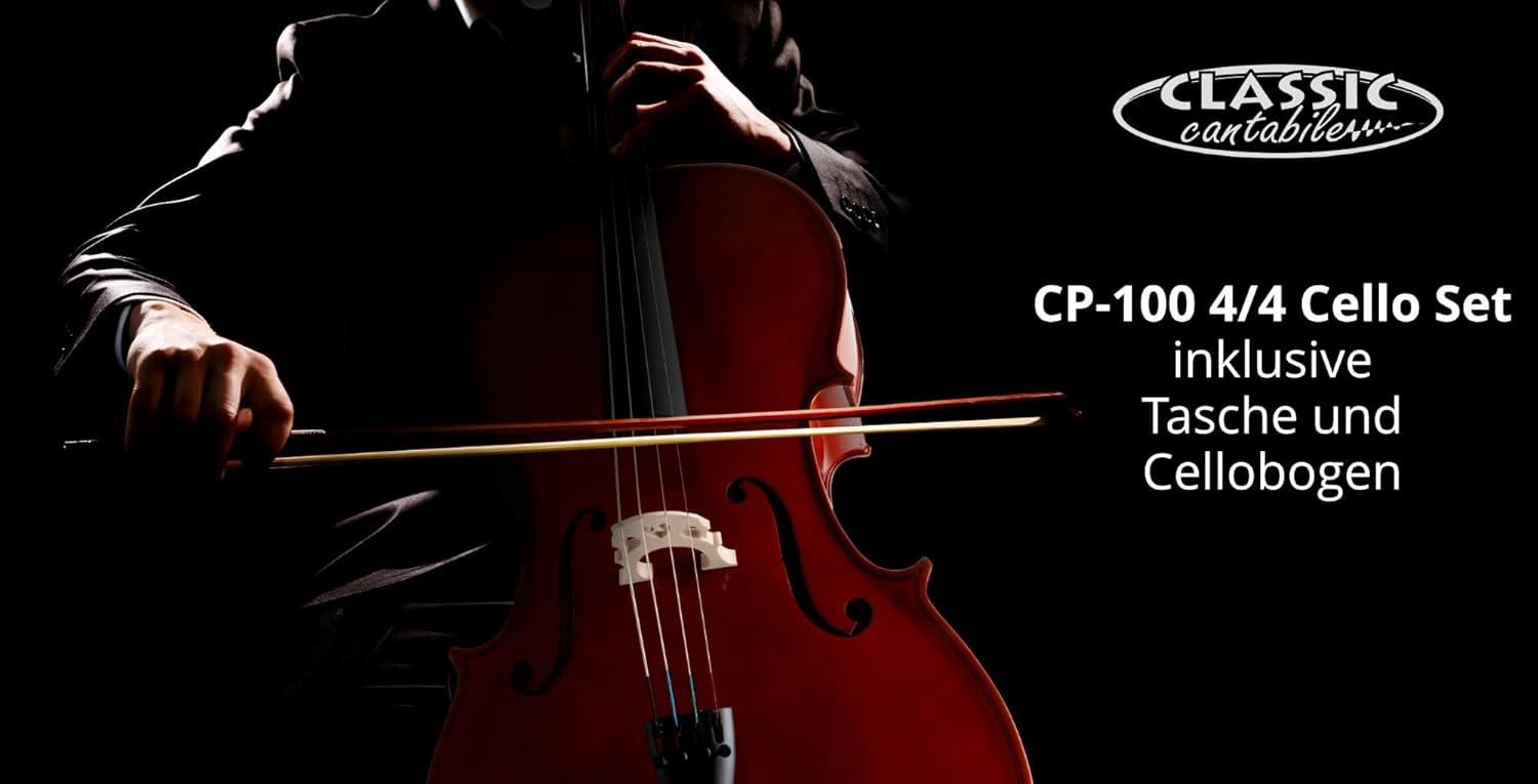 CP-100 Violoncelle 4/4 Ensemble (Table : Épicéa, Fond : Érable, Chevilles : Palissandre, pique réglable en hauteur, laqué brillant, incl - archet et housse)