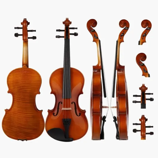PHOENIX Violon 4/4 adulte Kit complet pour, Ensemble de Violon Pour Débutants Adultes Avec archet En Bois de Rose, Cordes et Chevalet Supplémentaires,Une Série D'accessoires (Plywood, Full) Wood color, Full