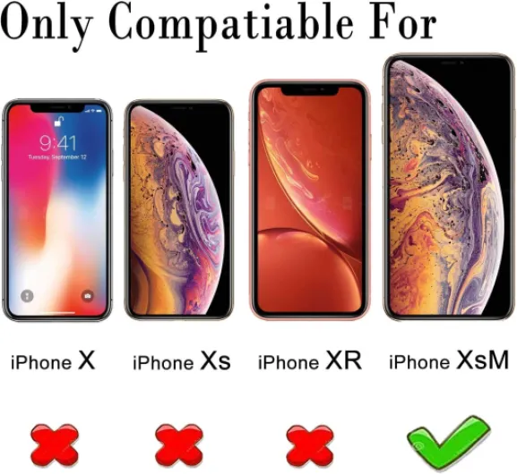 Lot de 2 coques de protection d'écran en verre trempé pour iPhone Xs Max 10 x Max Noir