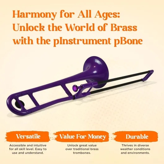 PBONE PBONE1-P Trombone avec embouchure et housse, Violet