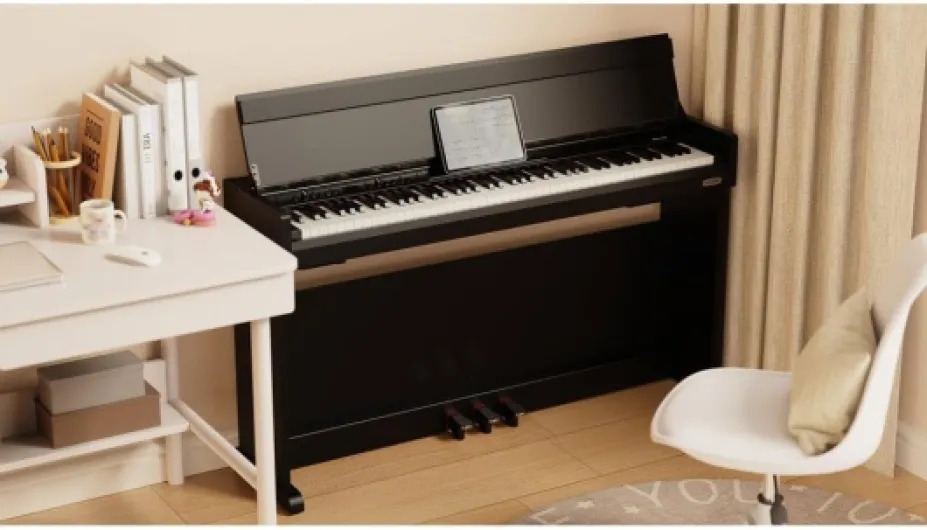 NU-X - NCK-330 Piano droit numérique : clavier à action marteau 88 notes avec Bluetooth, intégration USB et contrôle multifonction pour la maison et le studio