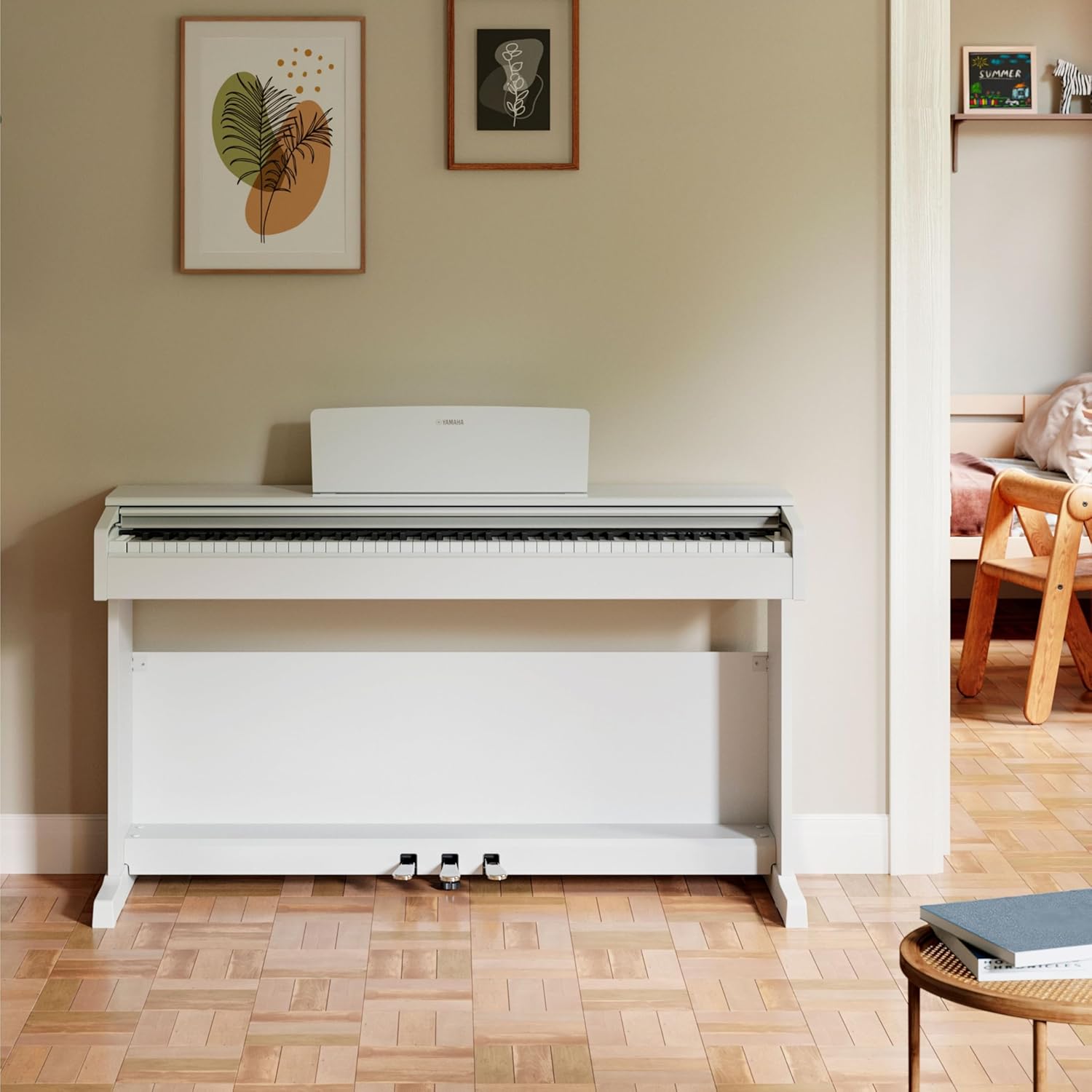 Yamaha ARIUS YDP-145 Piano Numérique - Piano d'Intérieur Moderne et meuble pour Amateurs, Jouabilité de Piano Acoustique Authentique, en blanc mat Unique