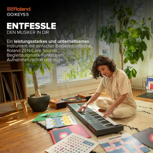 Clavier de création musicale GO:KEYS 5 Roland - Clavier à 61 touches - Générateur ZEN-Core avec plus de 1000 sons intégrés - Haut-parleurs stéréo - Entrée micro – Graphite