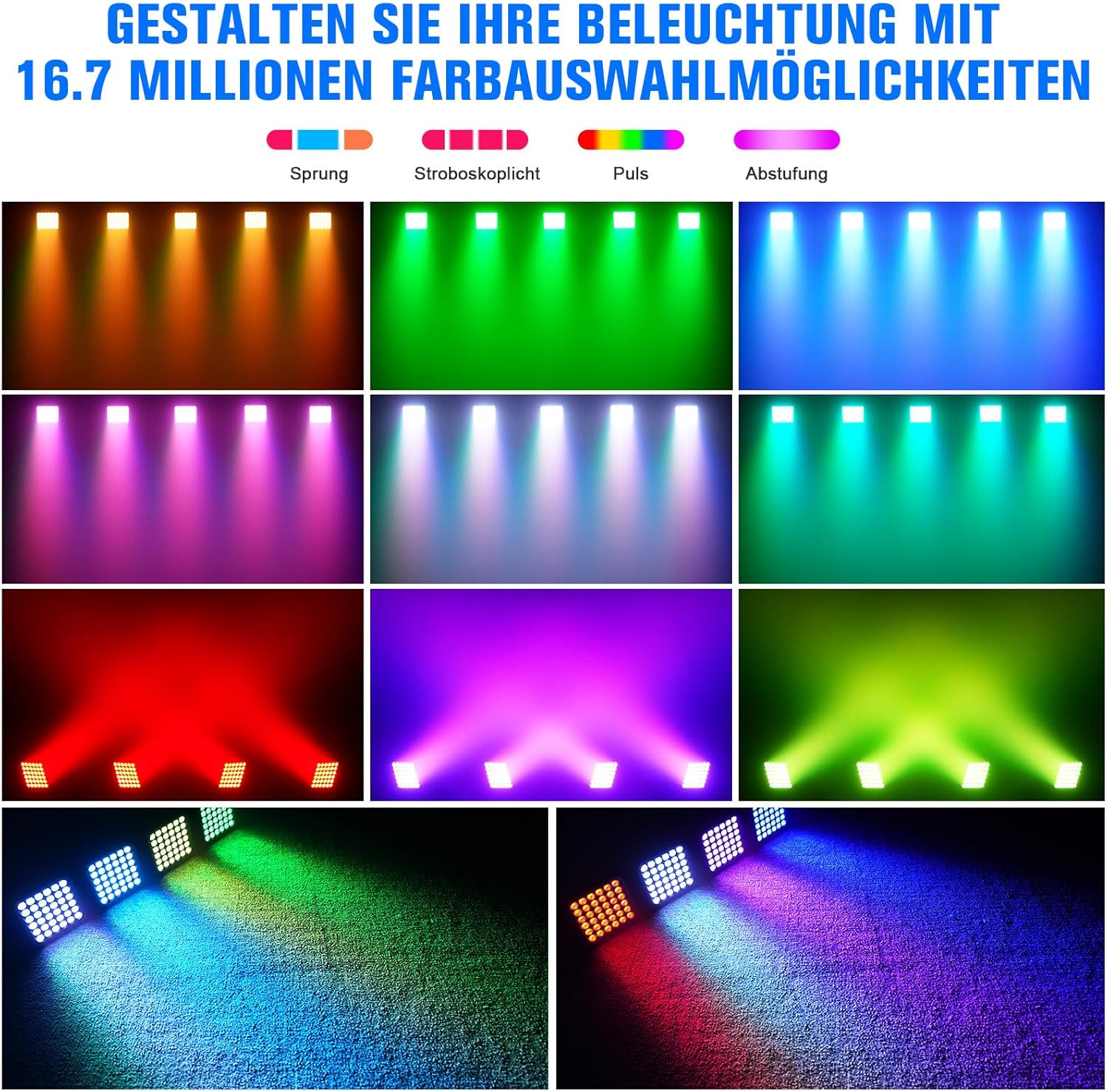 12PCS RGBWA+UV 36 Par LED Batterie D mx Sans fil, 54W Projecteur Scène 5200mAh Rechargeable avec Télécommande, Party Uplights pour Exterieur Mariage Bar Spectacle Disco Halloween Noël