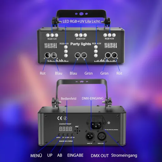 Lumière de discothèque Lumière de fête, DMX d'effets Lumière LED RGB Projecteur DJ Contrôlé par la musique Lumières de discothèque, Pour KTV Réunion de famille Mariage Anniversaire Halloween
