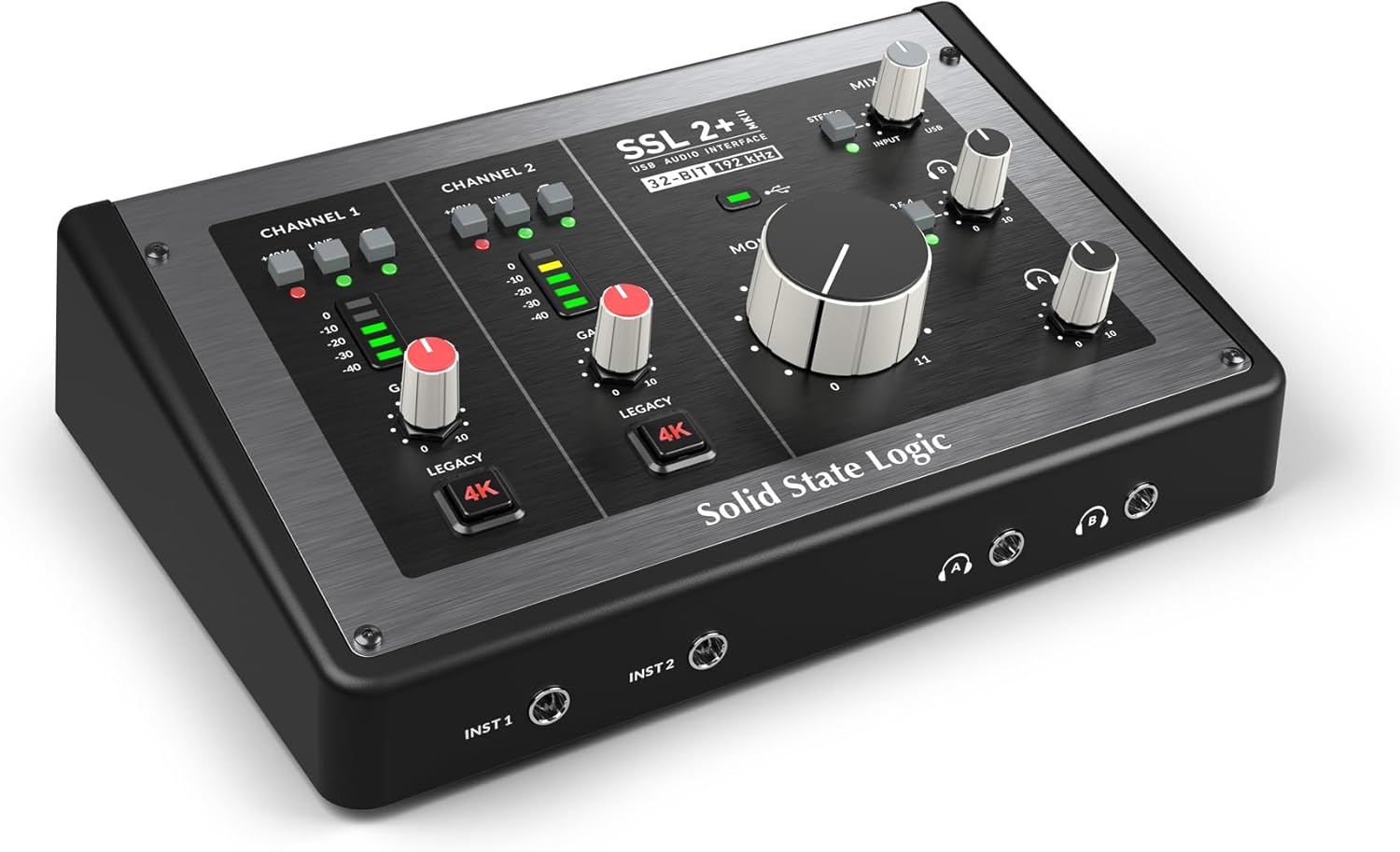Solid State Logic Interface audio USB SSL 2 Plus MKII avec deux écouteurs, quatre sorties équilibrées et préamplis micro de première classe