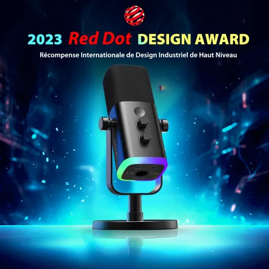 USB XLR Gaming Micro Dynamique pour PC, RGB Streaming Microphone pour Podcasting, Broadcasting, Enregistrement Vocal, pour PS4/5 Mac PC Mixer Cartes Son Micro Noir