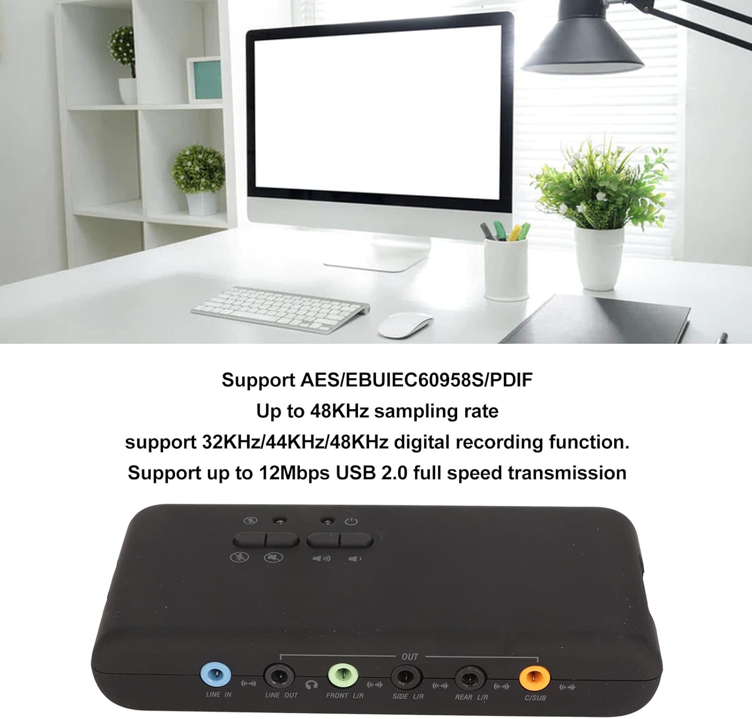 Carte son externe USB 7.1 8 canaux USB Soundbox stéréo adaptateur audio externe 12 Mbps pour PC portable