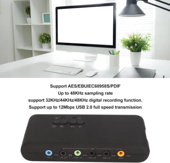 Carte son externe USB 7.1 8 canaux USB Soundbox stéréo adaptateur audio externe 12 Mbps pour PC portable