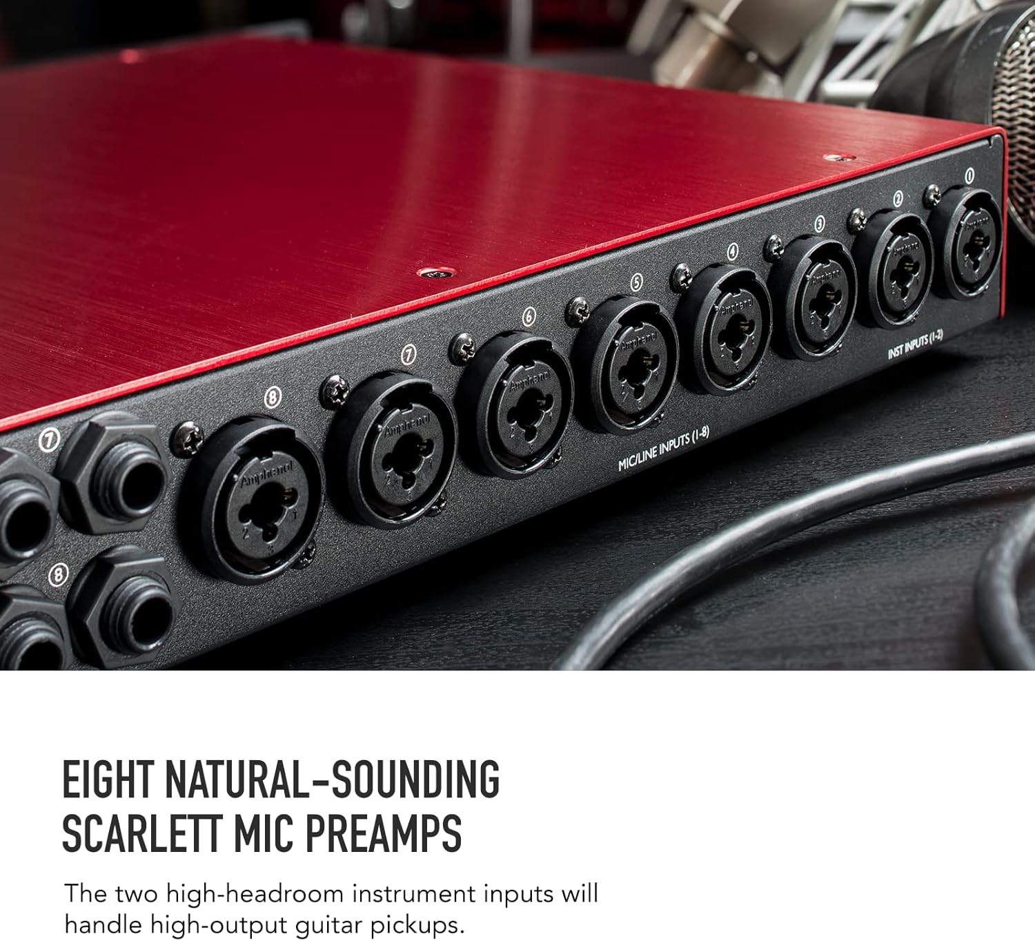 Scarlett OctoPre Dynamic pour l'enregistrement, la production et le live — préampli micro de huit canaux avec convertisseurs AN/NA et compresseur analogique
