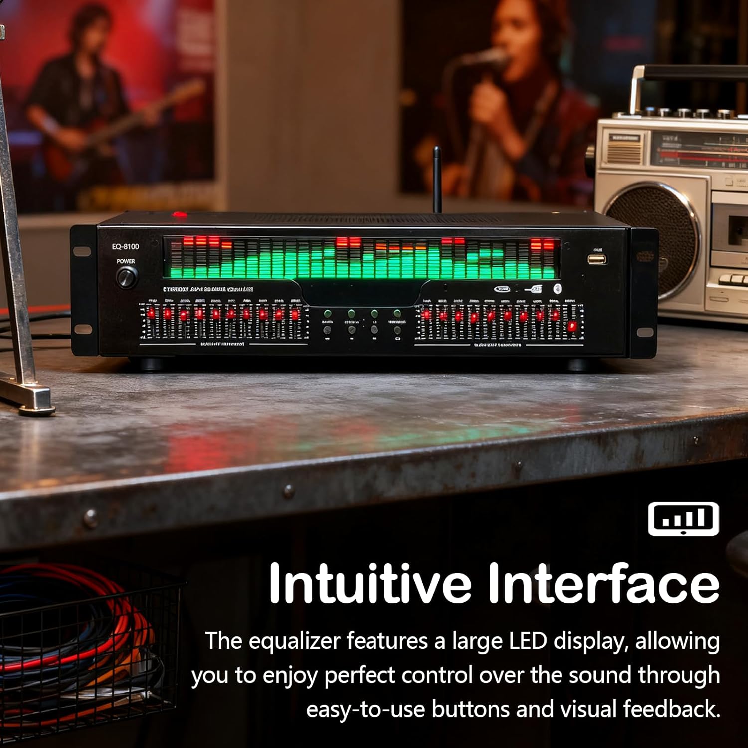 Equalizer, 31 Bandes Equalizer Graphique Stéréo Professionnel Analyseur de Spectre Processeur de Son Système Audio Réduction du Bruit Optimisation du Son pour Les Studio d'Enregistrement