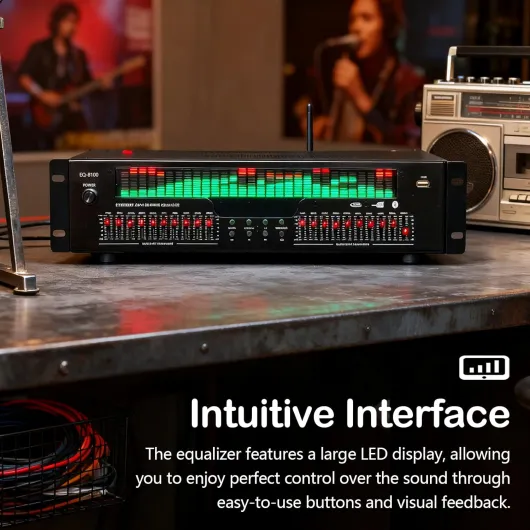 Equalizer, 31 Bandes Equalizer Graphique Stéréo Professionnel Analyseur de Spectre Processeur de Son Système Audio Réduction du Bruit Optimisation du Son pour Les Studio d'Enregistrement