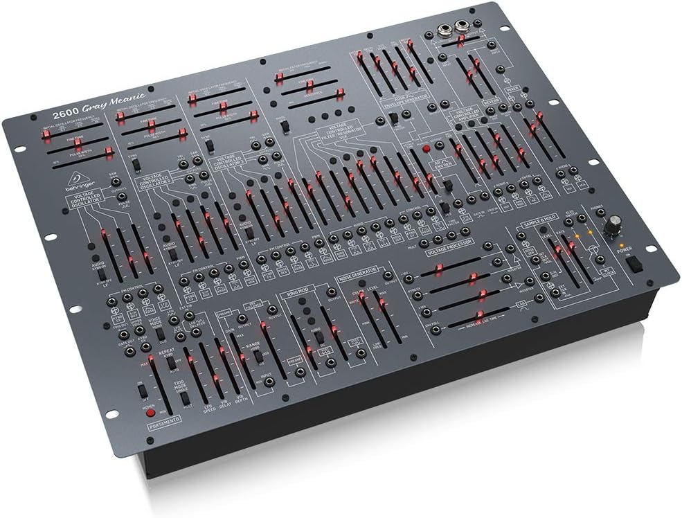2600 GRAY MEANIE Édition Spéciale Synthétiseur Analogique Semi-Modulaire avec 3 VCO, VCF Multi-Mode et Réverb à Ressort pour Rack Format 8U