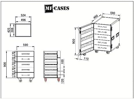 Caisse de transport à 5 tiroirs Flightcase Rack Flightcase Rack Messe BBQ Artisanat