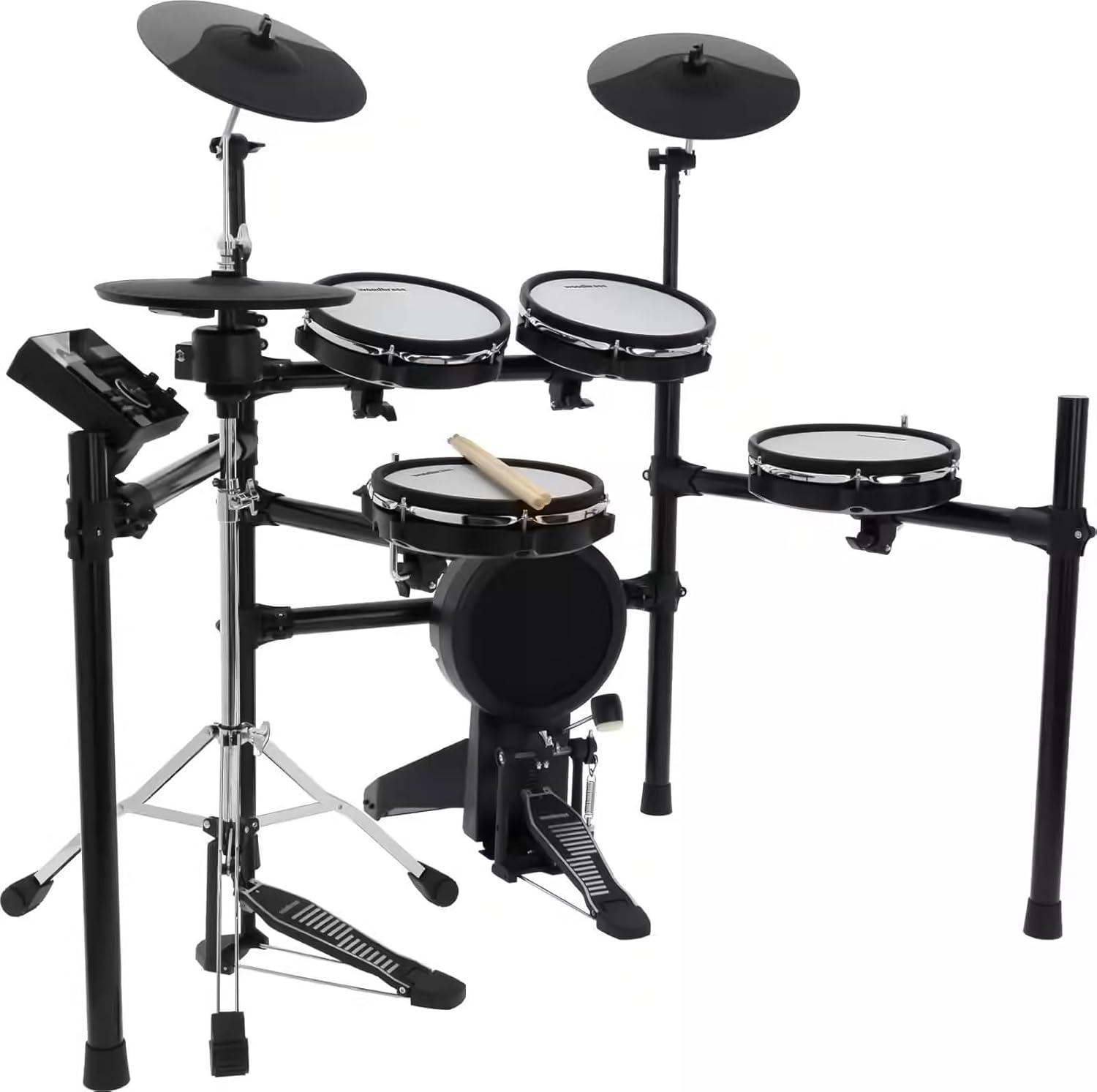 DDX50-MESH Batterie Électronique à Peaux Maillées – Pads 10” réalistes, Grosse Caisse Compatible Double Pédale, Cymbales Double Zone, Module 475 Sons, USB-MIDI, Sortie Casque, Rack Réglable