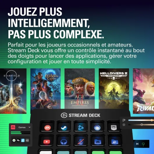 Stream Deck MK.2 - Contrôleur de studio, Noir, 15 Touches Stream Deck Noir