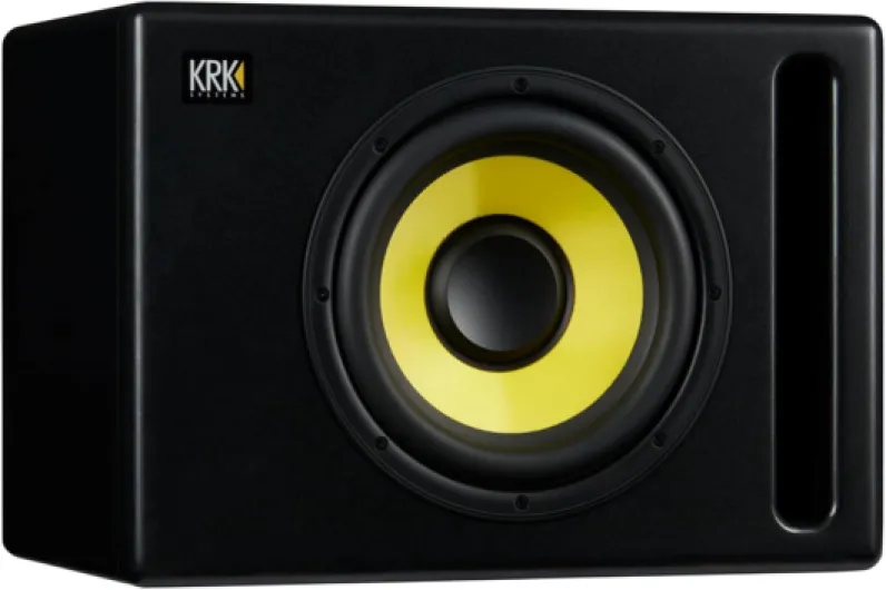 Caisson de Basses Actif Noir de Studio KRK S10.4 – Subwoofer d'une Puissance de 160W – SPL Max 117dB – Contrôles Avancés et Connectivité Étendue, Bypass avec footswitch optionnel
