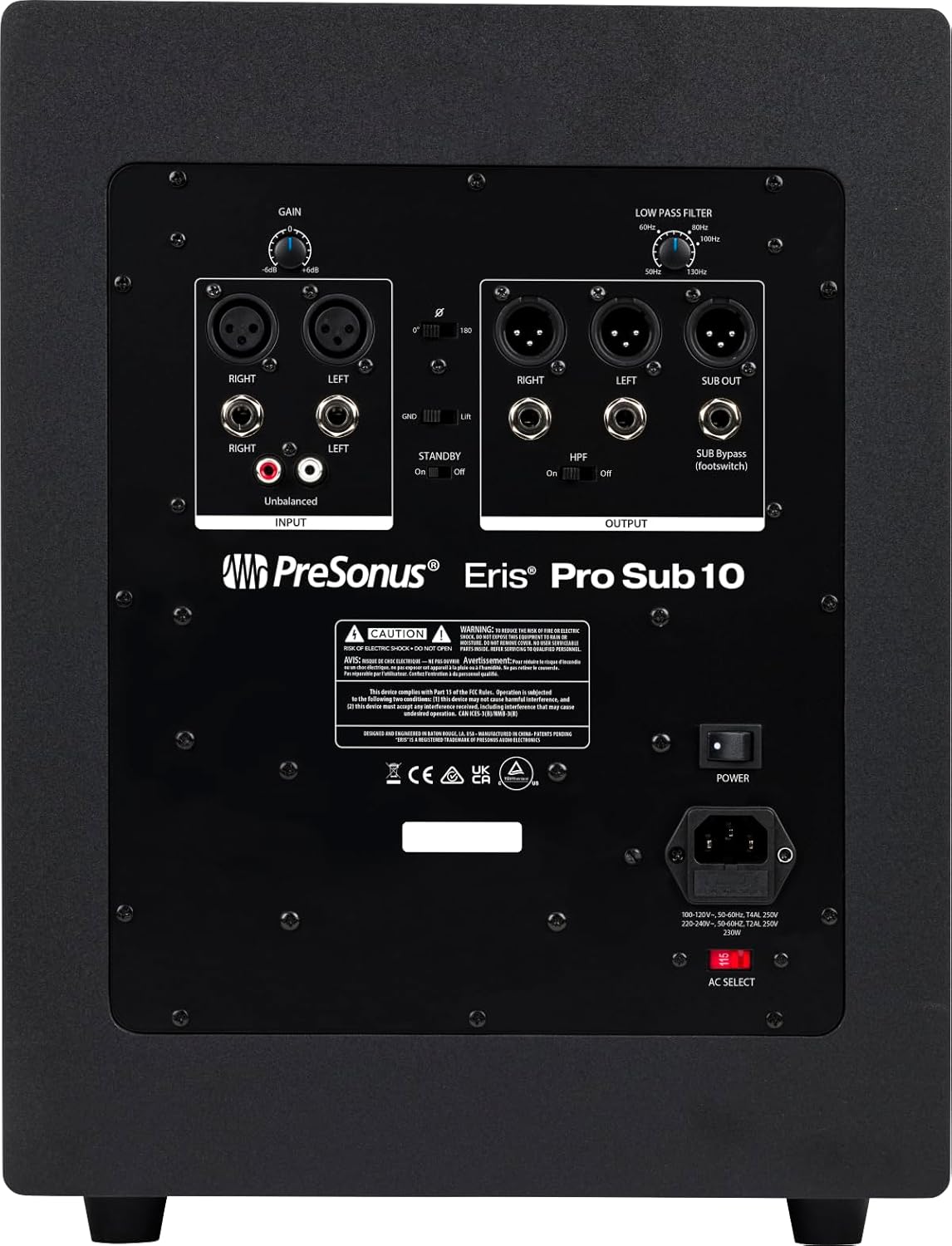 Eris Pro Sub 10 — Subwoofer de studio actif de 10 pouces, orienté vers l'avant, avec pédale de commande