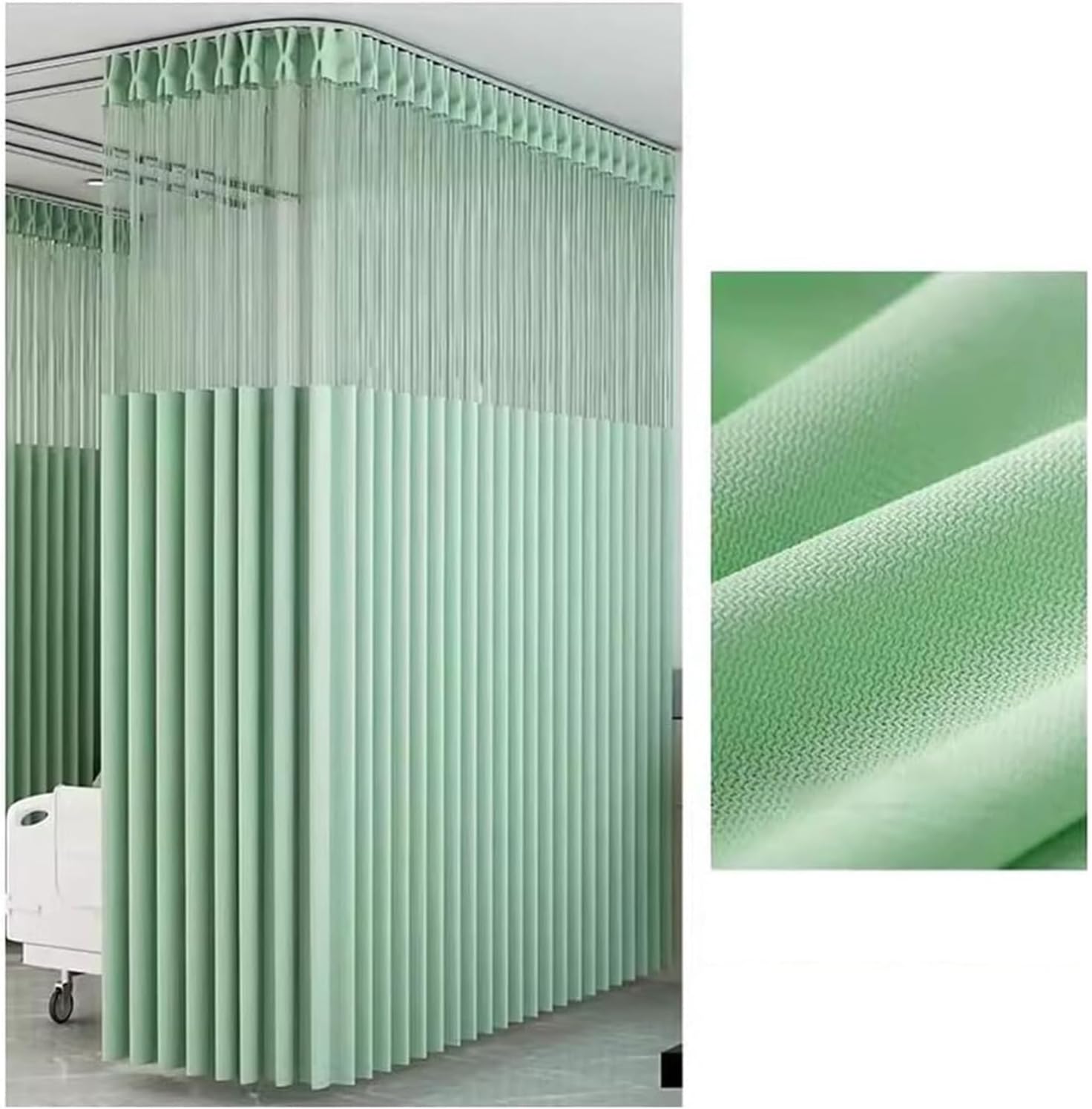 Rideau d'intimité ignifuge pour hôpital et vestiaire 5.5*2.7m Vert