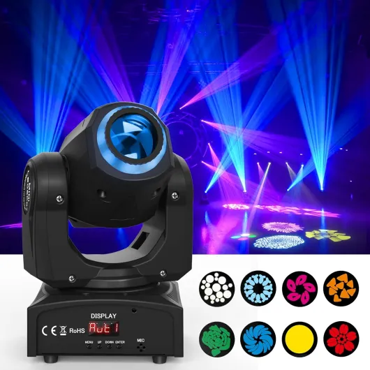 4 PCS 50W Lyre LED Beam Tête Mobile Lumière de Scène, RGBW 8 Gobos 8 Couleurs Effet Stroboscopique DMX512 Équipement Professionnel pour DJ Performances Soirée KTV
