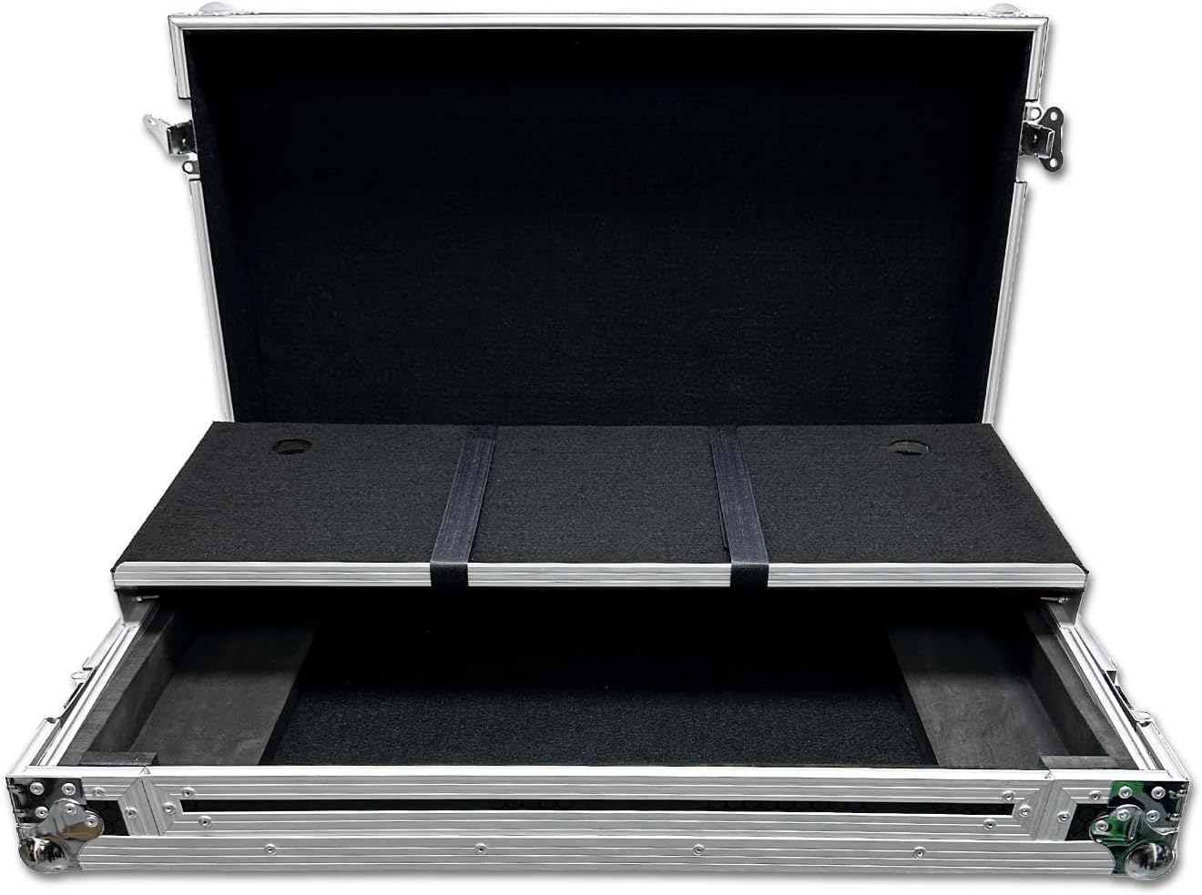 Rane Four Case de CSRANE4W Plus Series DJ Flight Case avec étagère pour ordinateur portable pour contrôleur Rane (avec étagère et roulettes), Noir , 900 x 550 x 240 mm, Avec étagère et