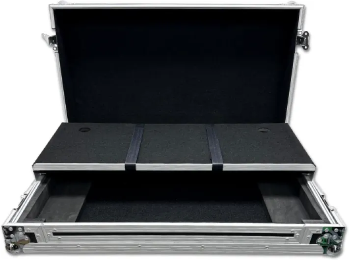 Rane Four Case de CSRANE4W Plus Series DJ Flight Case avec étagère pour ordinateur portable pour contrôleur Rane (avec étagère et roulettes), Noir , 900 x 550 x 240 mm, Avec étagère et