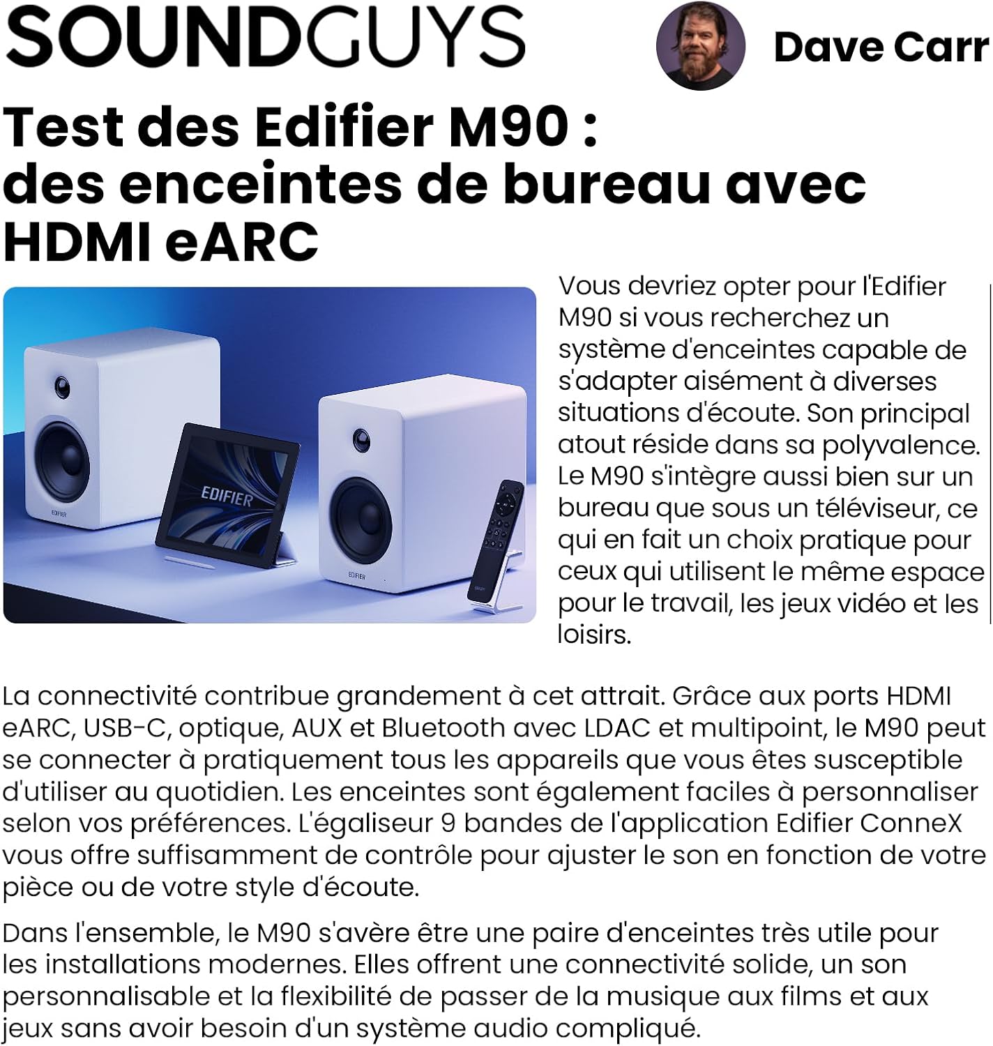 M90 Enceintes de bibliothèque, 100W RMS, Hi-Res Audio, LDAC, Bluetooth 6.0, HDMI eARC, Optique, USB-C, AUX, Sortie Caisson, télécommande-Noir