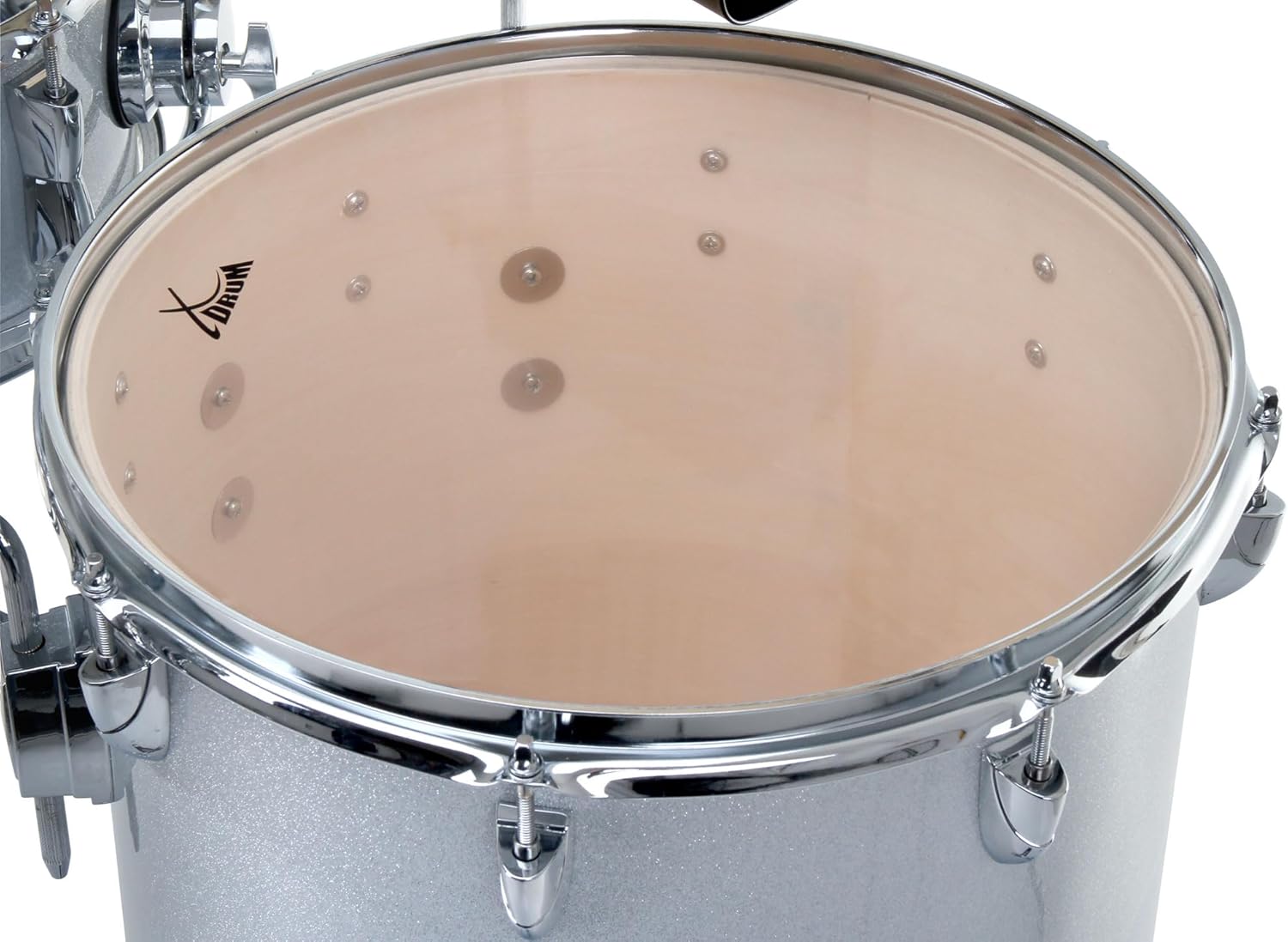 XDrum Club Drumset Cocktail Batterie (incl - cymbales, cowbell, baguettes et clé d’accordage) Silver Sparkle