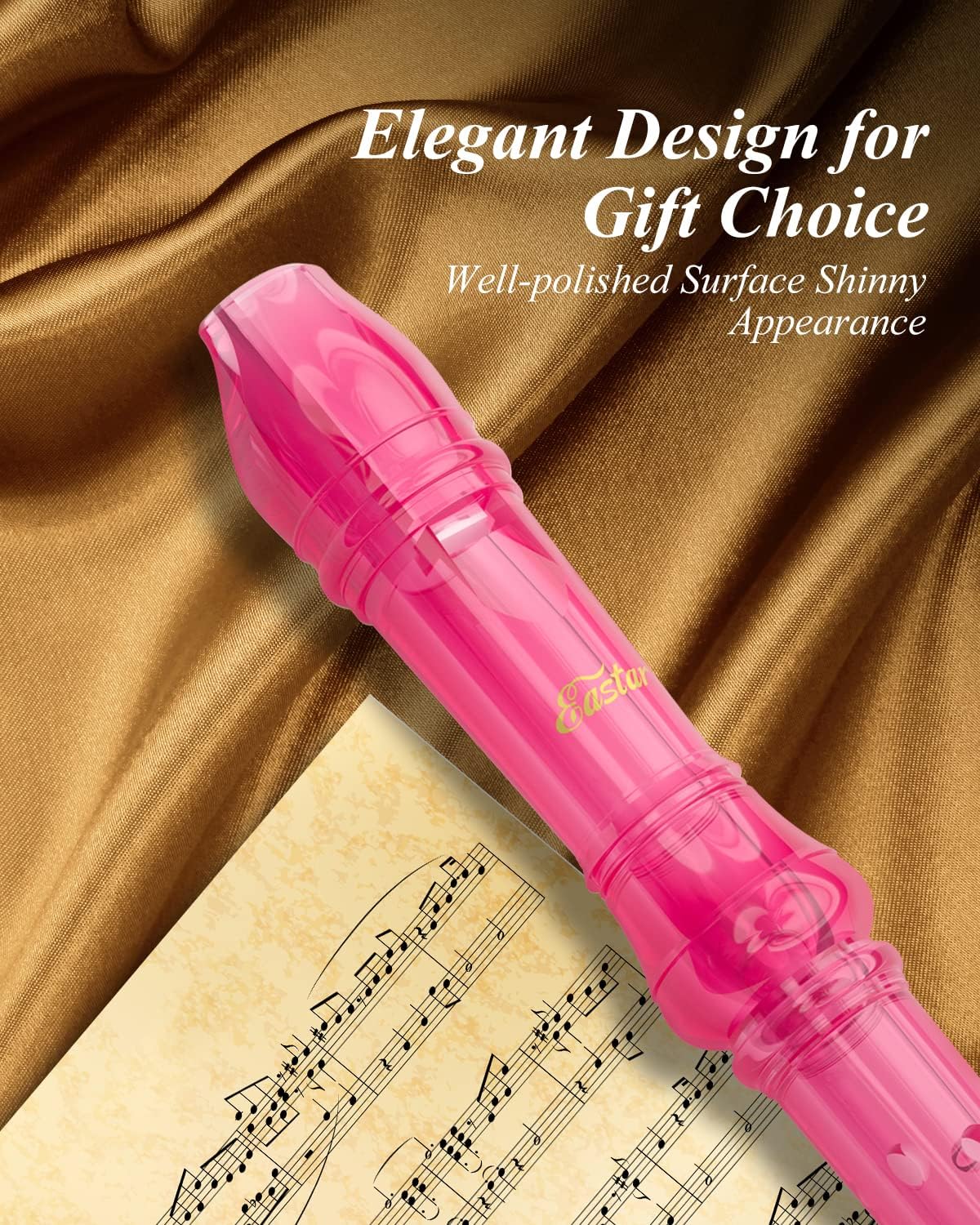 Flûte à bec soprano pour enfants, étudiants, débutants, doigté allemand, tonalité de do avec kit de nettoyage, sac de rangement, tableau de doigté, ERS-1GPu, violet, approuvé par les écoles German Violet