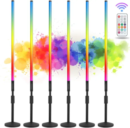 Lot de 6 tubes lumineux RVB portables avec étui - 5000 mAh - Fonctionne avec piles - Pour studio vidéo LED, photographie, danse DJ, fête, scène, cabine photo
