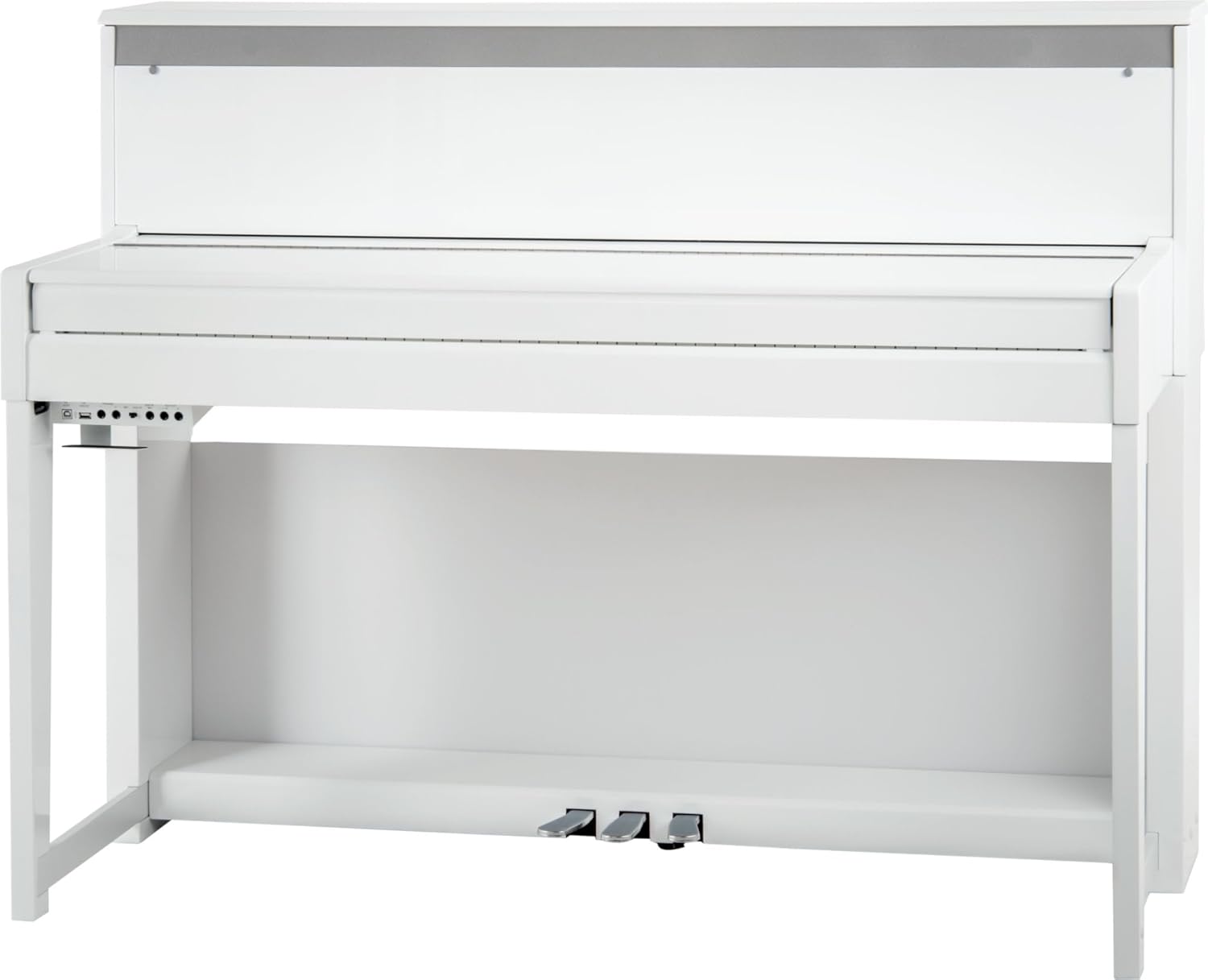 UP-1 WM Piano Droit Numérique - 88 Touches Clavier électronique à marteaux - Synthetiseur avec USB, MIDI, 40 voix, 256 polyphonie - Set avec Banc et Casque - Blanc Mat