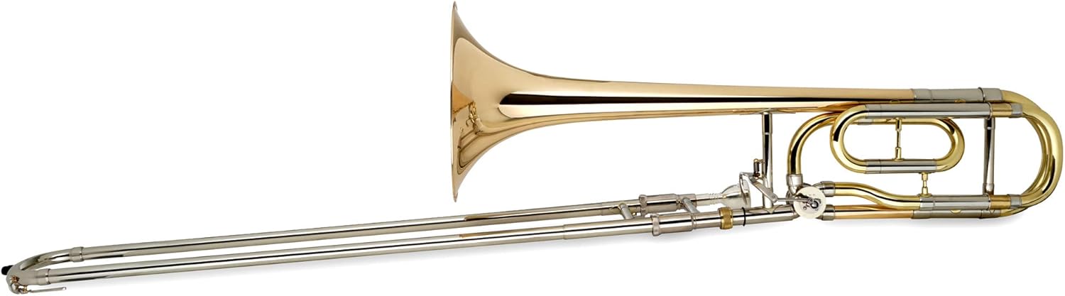 Brass QP-42 Trombone Quart - Accordage : Bb/F - Pavillon en laiton doré - Coulisse intérieure en maillechort - Pavillon : 215 mm - Perçage : 13,89 mm - Inclus embouchure et étui