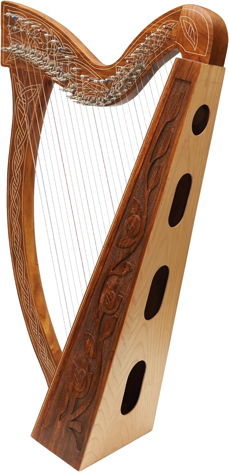 Harpe celtique à 27 cordes - Avec clés de demi-tons